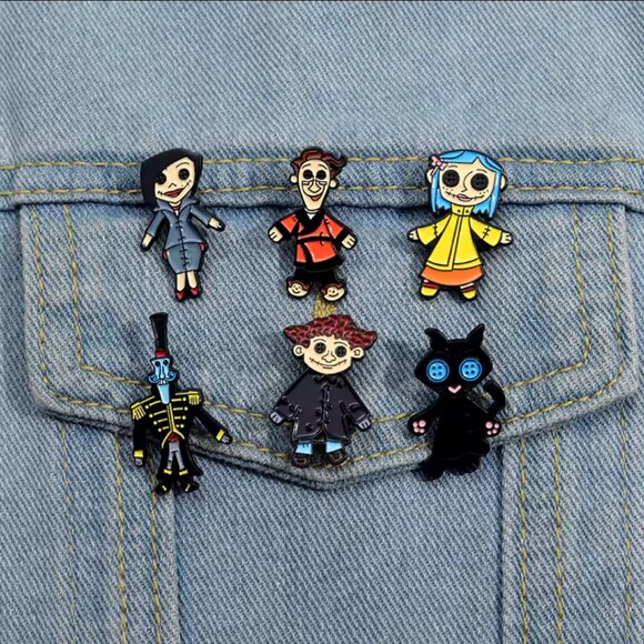 CORALINE The Secret Door 6 Enamel Lapel Metal Pins NEW - Picture 1 of 14